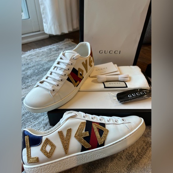 AUTHENTIC Gucci Aces “LOVED” - Picture 6 of 8